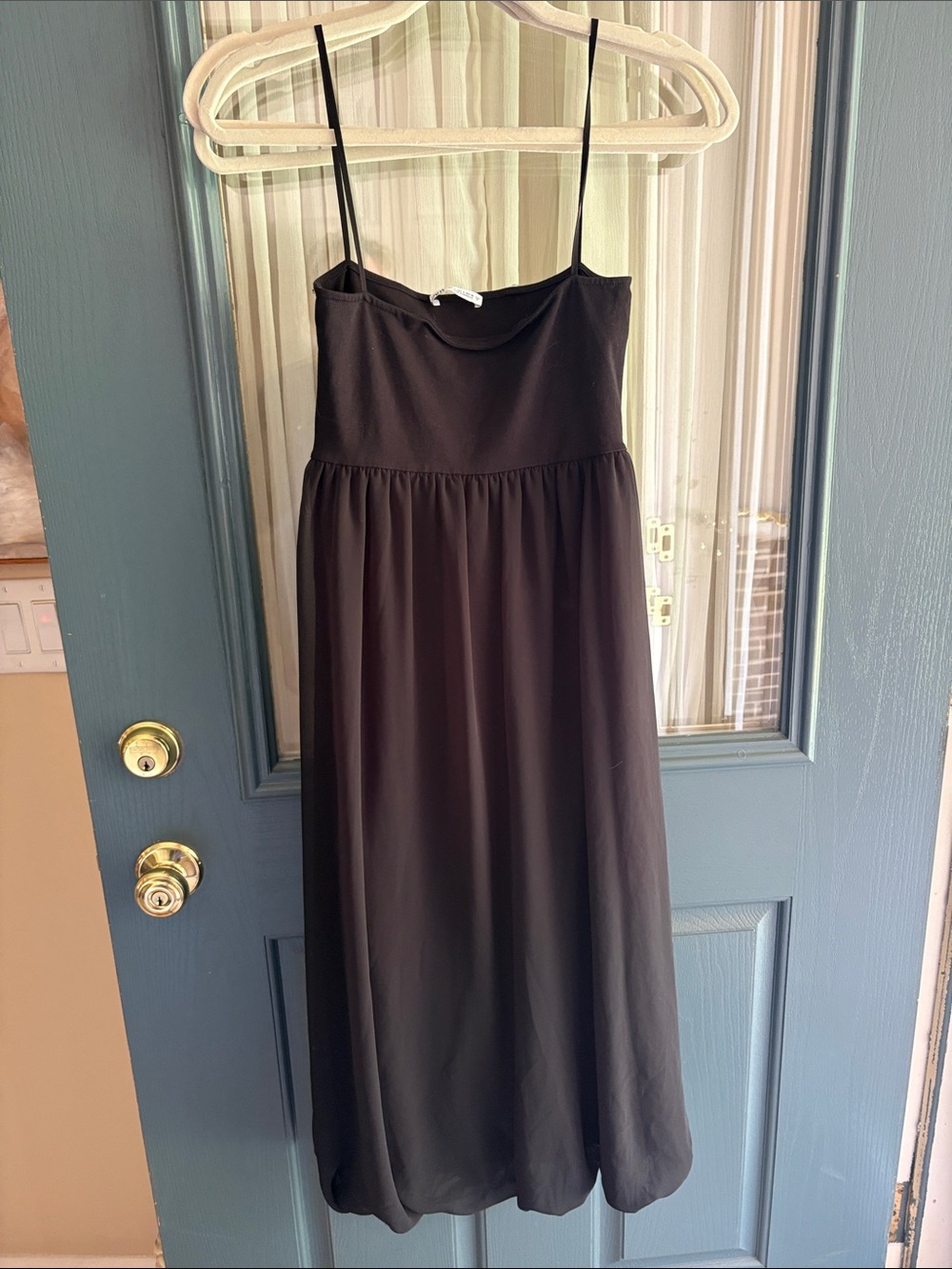 Zara Black Spaghetti-Strap Midi Dress
